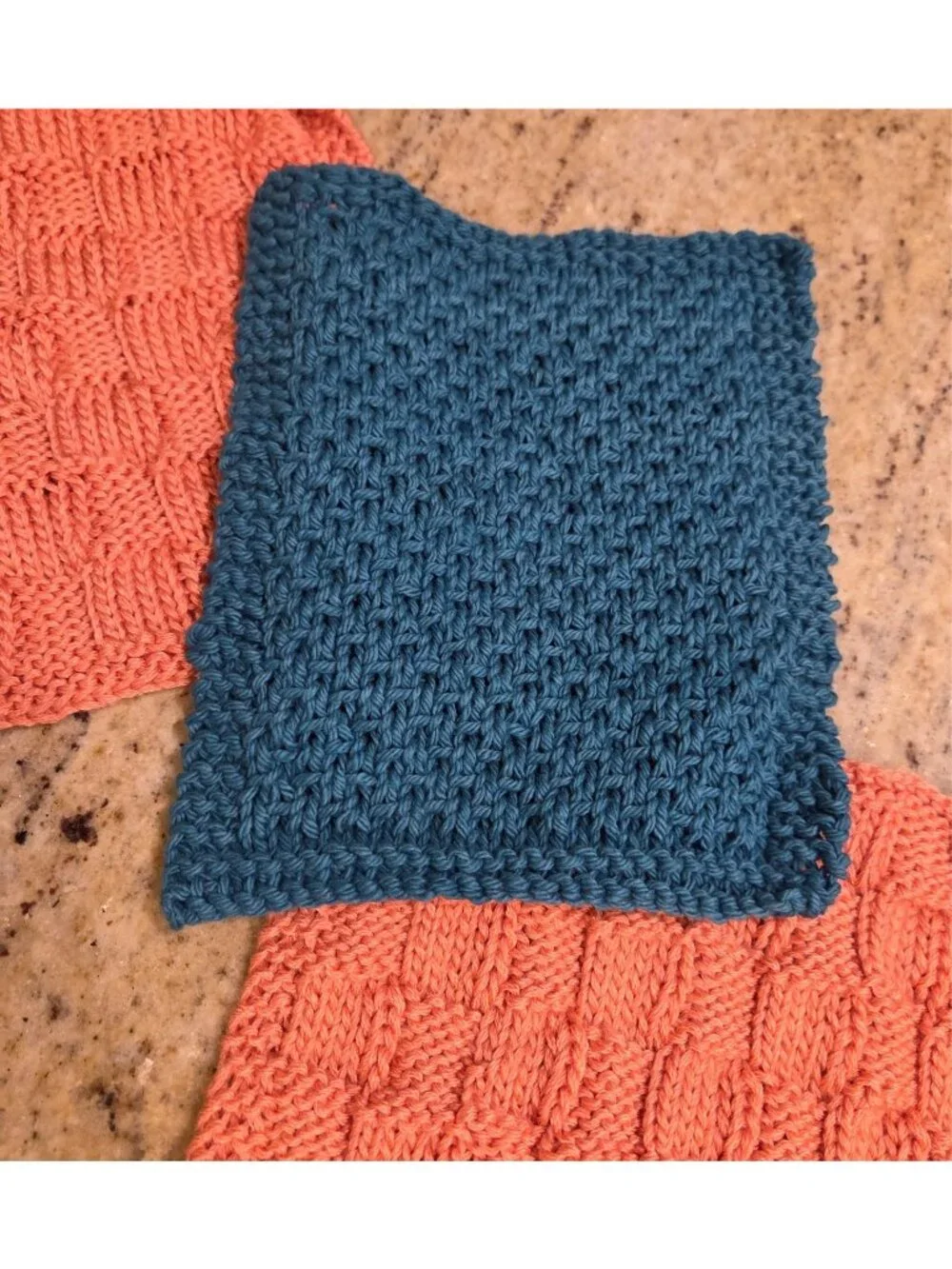 Lot of 3 Florida Colors Miami Teal Orange 100% Cotton Dishclothes Dolphins Knit